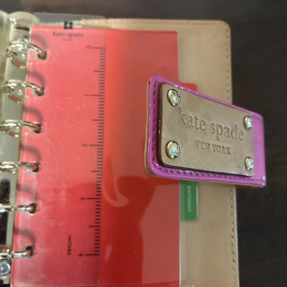 Kate Spade New York System Planner cover Pink And Tan Leather, inside 6 ring